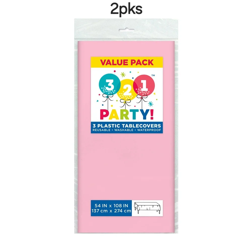 Pink Plastic Tablecovers Value Pack